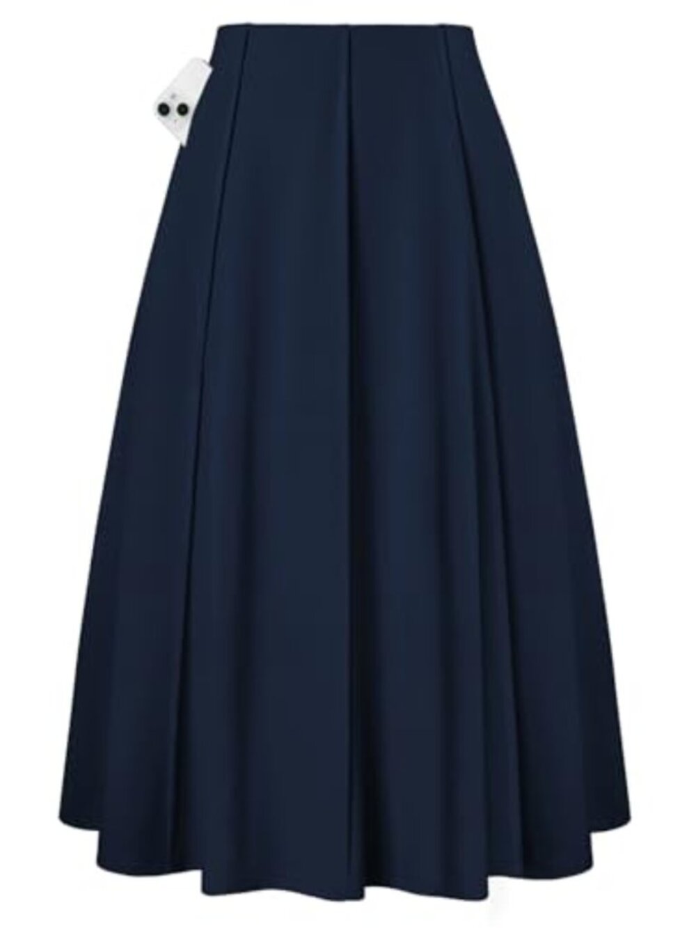 Women's Pleated Midi A Line High Waisted Flared Skirt with Pockets